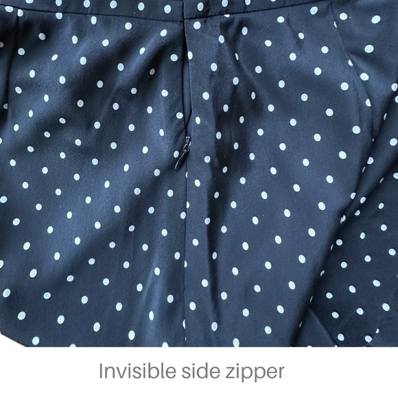ANN TAYLOR NWOT SILK BLACK & WHITE POLKA DOT RUFFLE HEM SKIRT | LINED SIZE: 14 - Picture 6 of 8